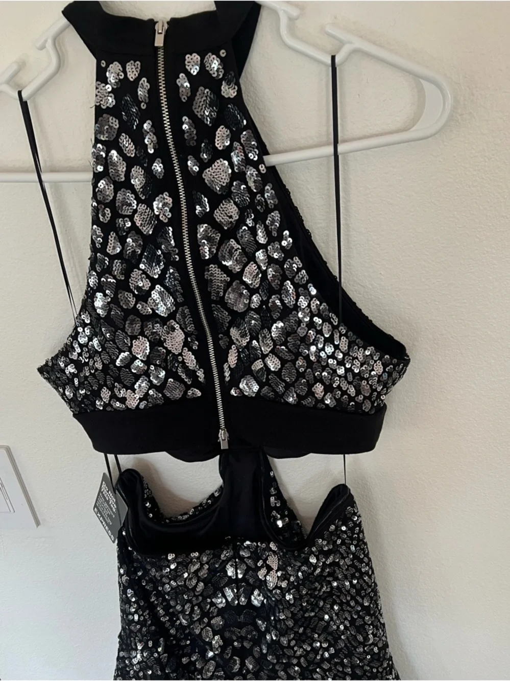 NWT Express Sequin Cutout Fit & Flare Halter Neckline Mini Dress - Picture 9 of 9